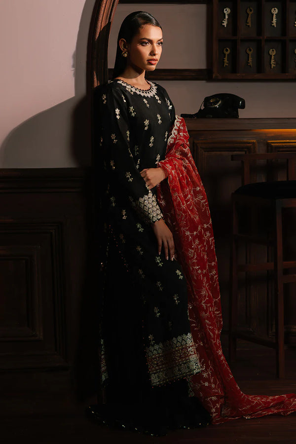 SCARLET CINNABAR-3PC SILK EMBROIDERED SUIT