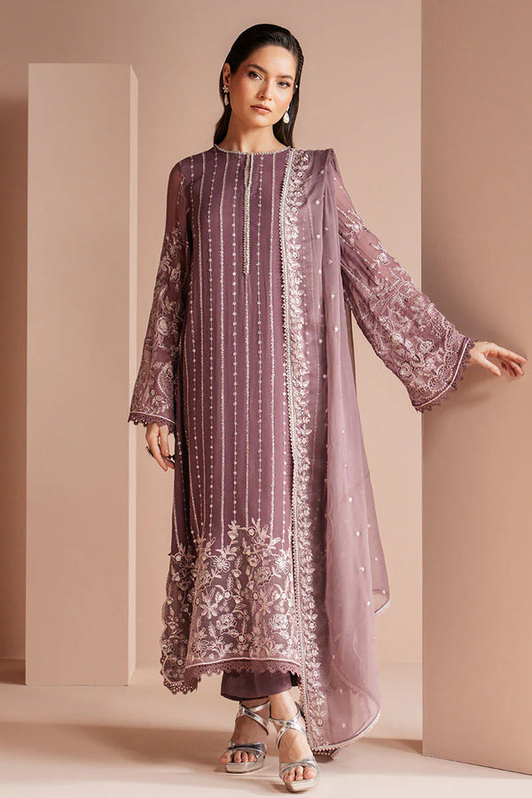 VIOLET HAZE-4 PIECE EMBROIDERED CHIFFON SUIT