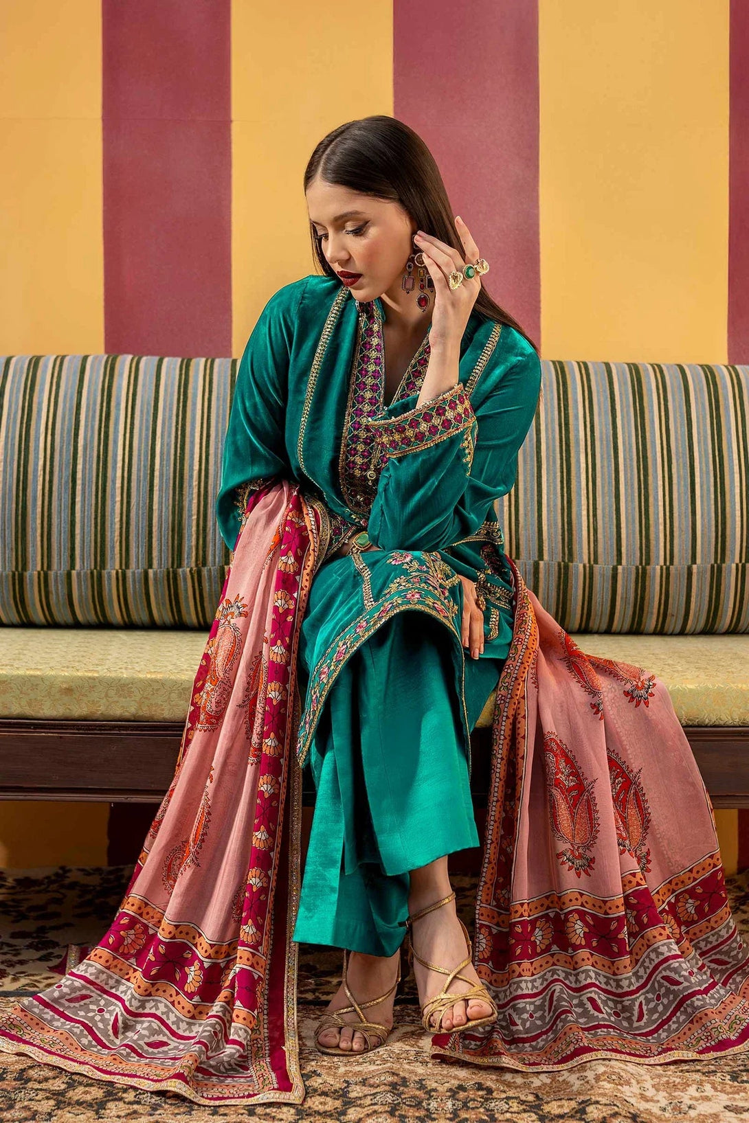 3 Pc Dyed Velvet Suit | MB - USW24 - 604 - NEW NAMAL PRET