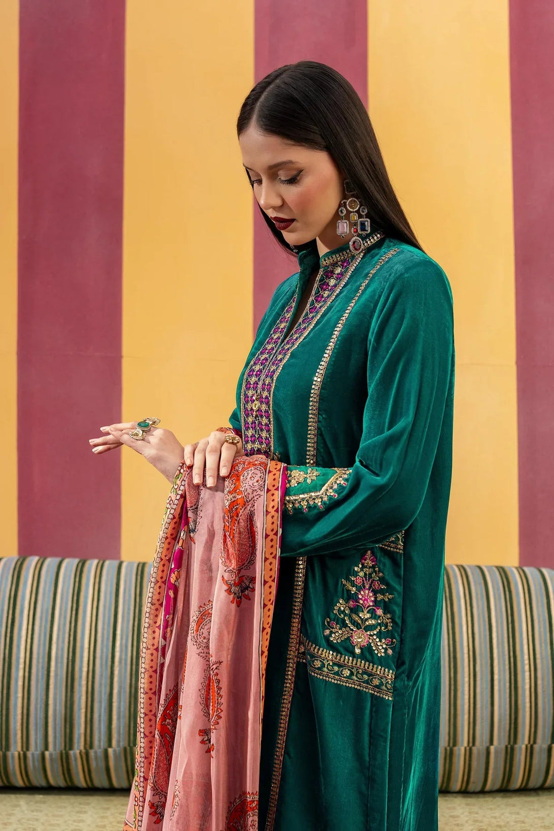 3 Pc Dyed Velvet Suit | MB - USW24 - 604 - NEW NAMAL PRET