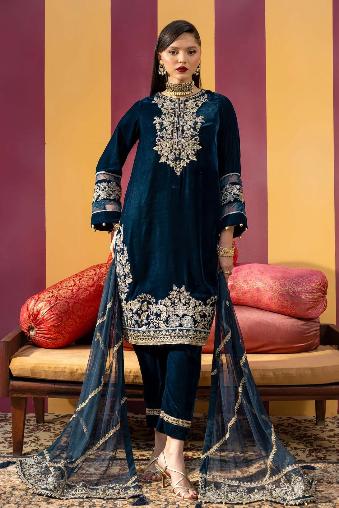 3 Pc Dyed Velvet Suit | MB - USW24 - 607 - NEW NAMAL PRET