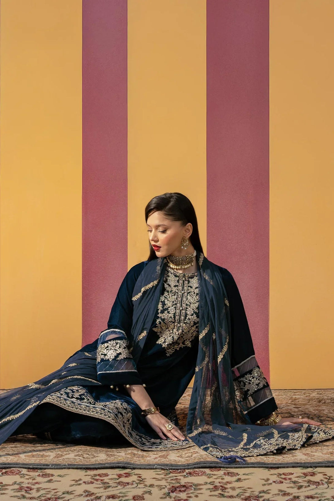 3 Pc Dyed Velvet Suit | MB - USW24 - 607 - NEW NAMAL PRET