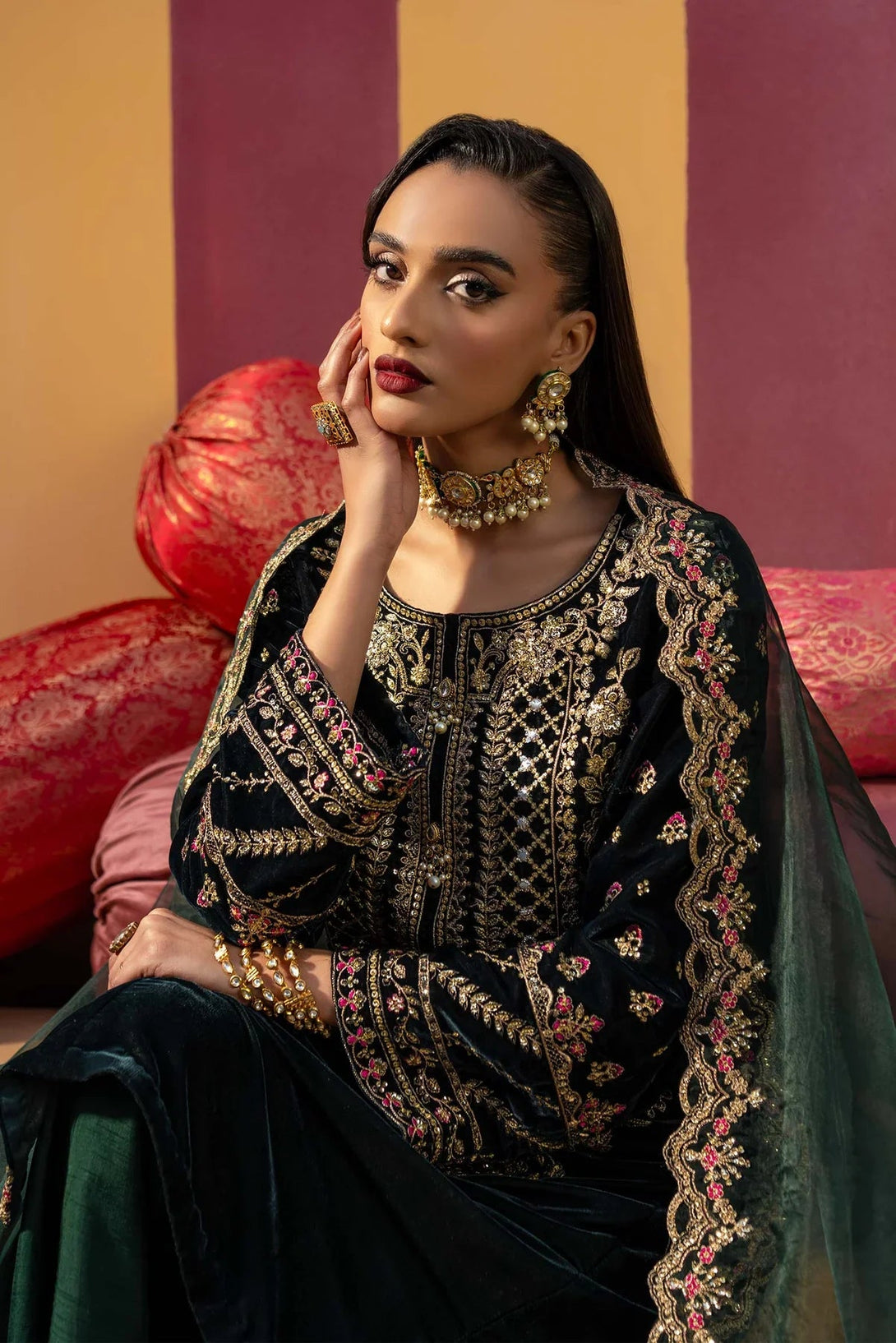 3 Pc Unstitched Dyed Velvet Suit | MB - USW24 - 606 - NEW NAMAL PRET