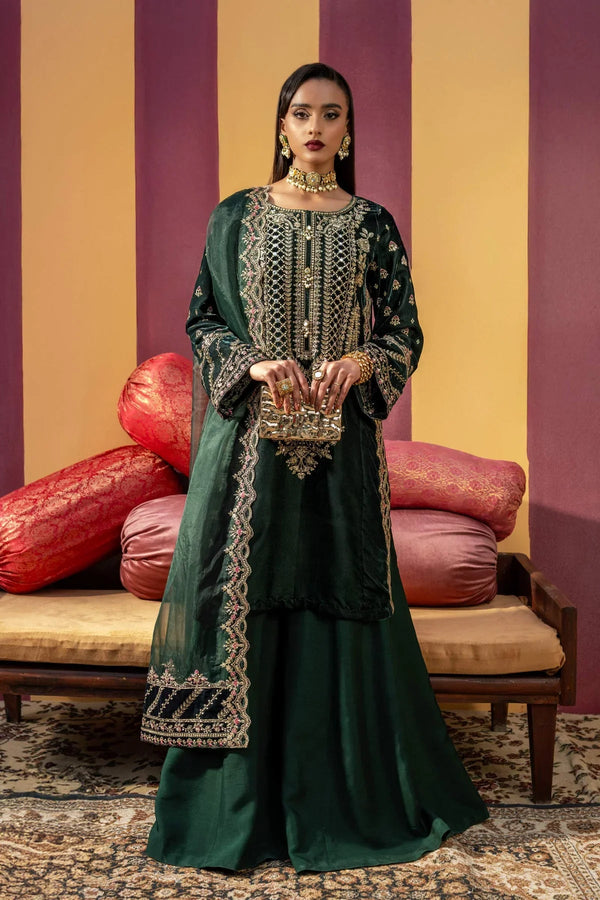 3 Pc Unstitched Dyed Velvet Suit | MB - USW24 - 606 - NEW NAMAL PRET