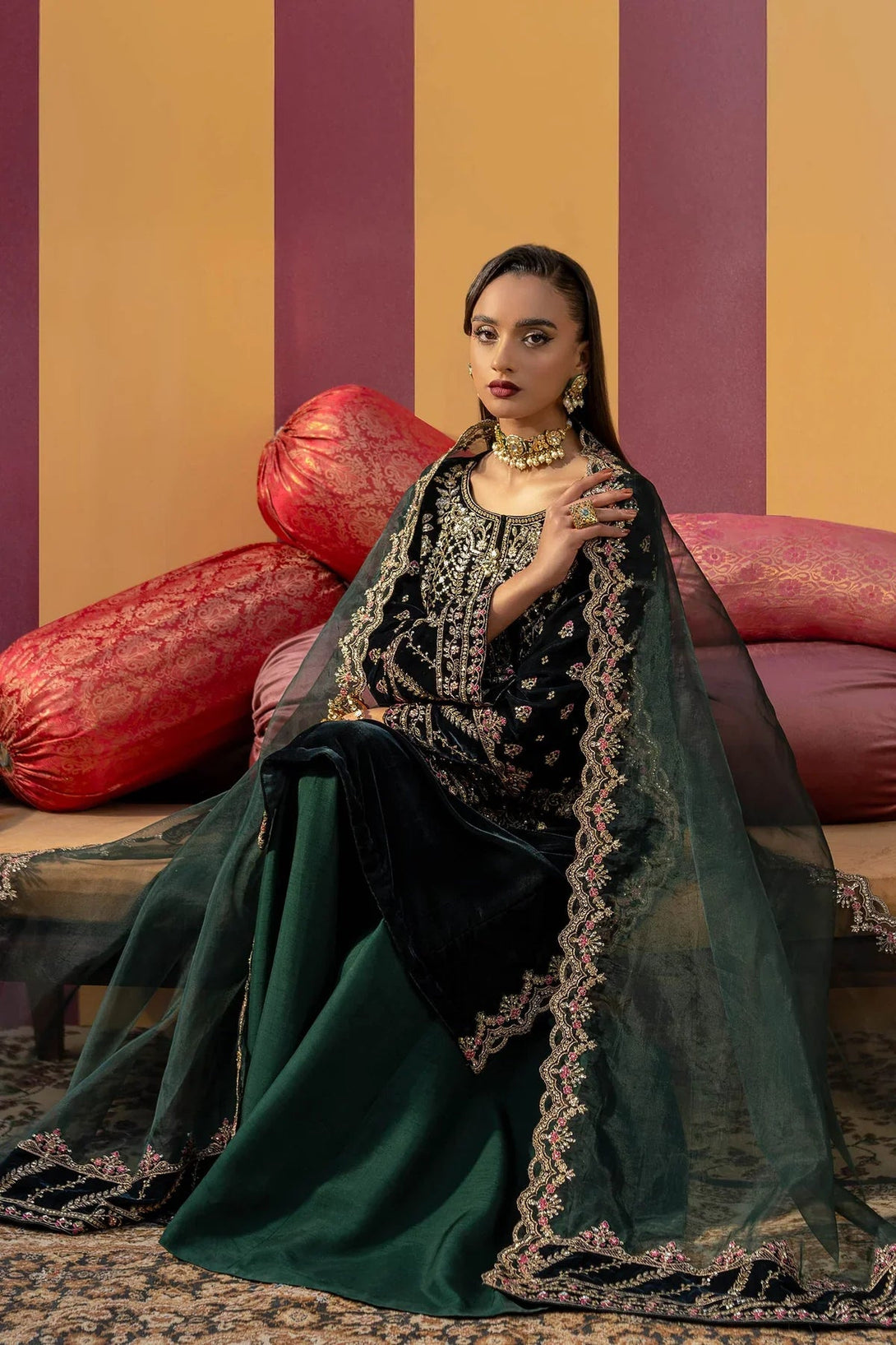 3 Pc Unstitched Dyed Velvet Suit | MB - USW24 - 606 - NEW NAMAL PRET