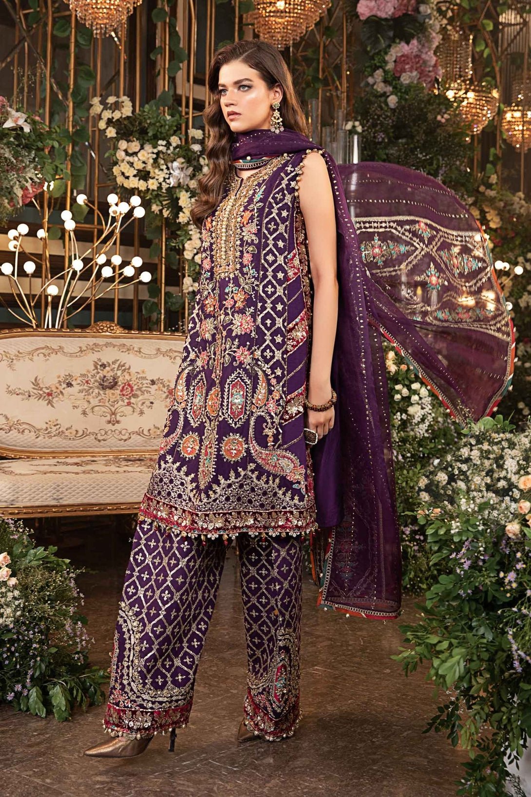 3 Piece Embroidered Raw Silk Suit | BD - 2903 - NEW NAMAL PRET