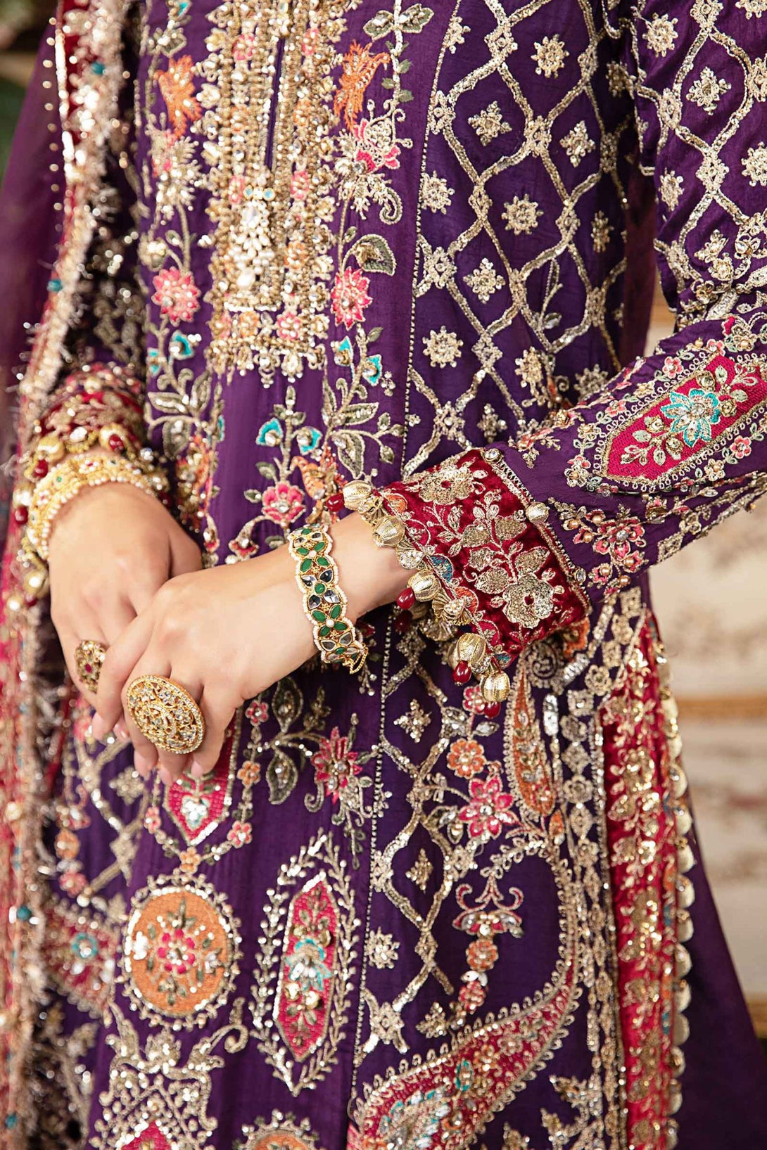 3 Piece Embroidered Raw Silk Suit | BD - 2903 - NEW NAMAL PRET
