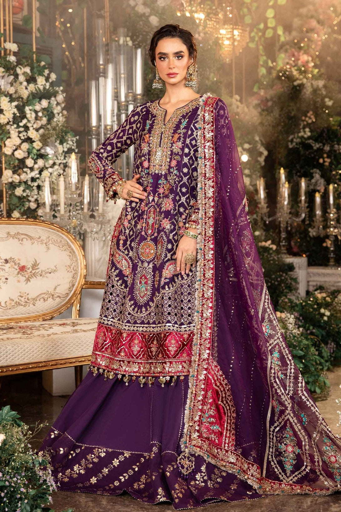 3 Piece Embroidered Raw Silk Suit | BD - 2903 - NEW NAMAL PRET