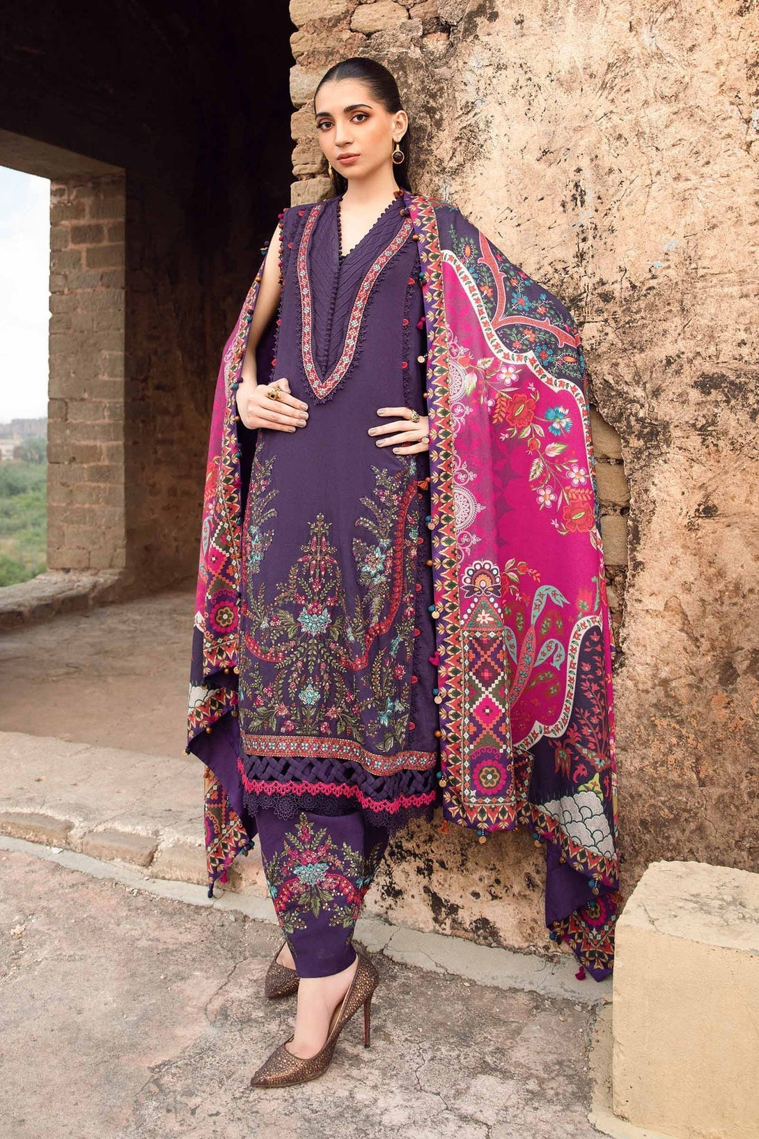 3 Piece Printed Linen Suit | MPT - 2402 - A - NEW NAMAL PRET