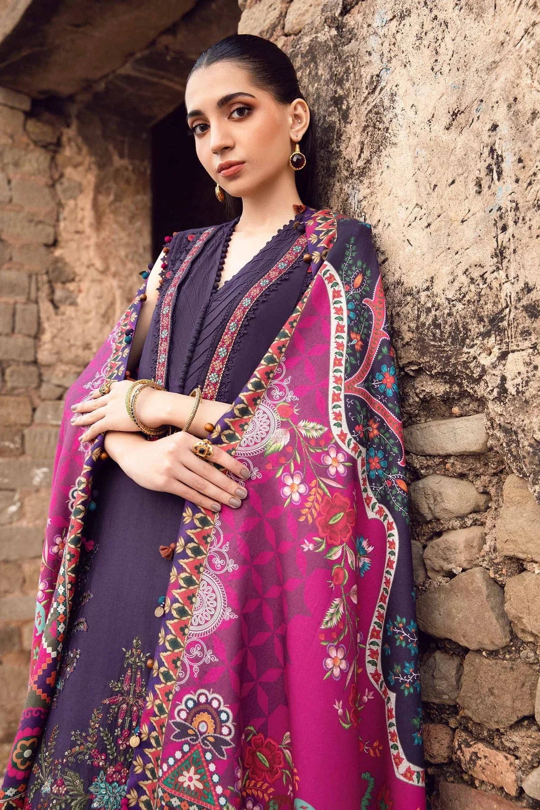 3 Piece Printed Linen Suit | MPT - 2402 - A - NEW NAMAL PRET