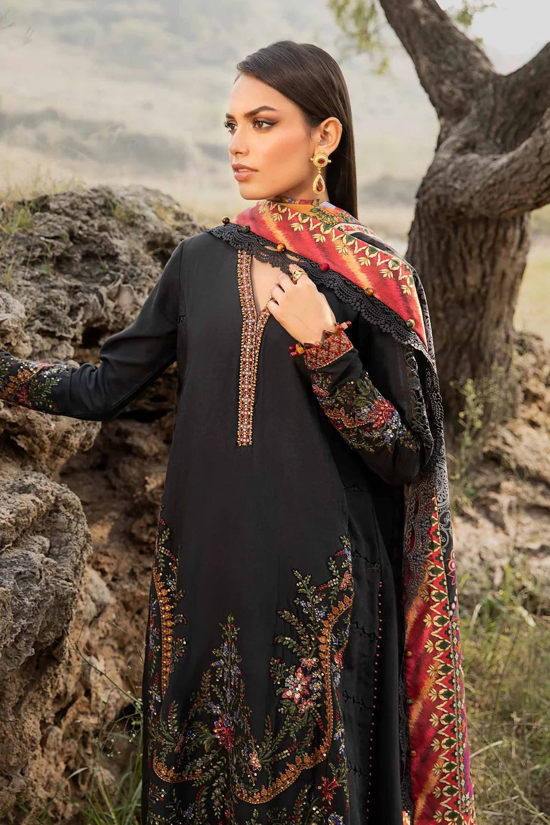 3 Piece Printed Linen Suit | MPT - 2402 - B - NEW NAMAL PRET
