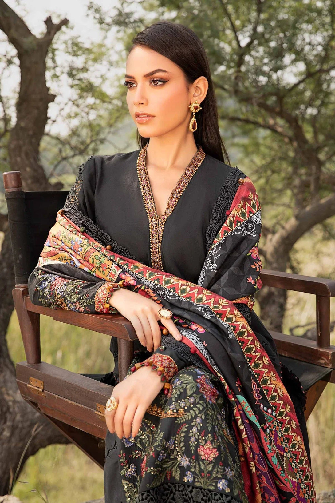 3 Piece Printed Linen Suit | MPT - 2402 - B - NEW NAMAL PRET