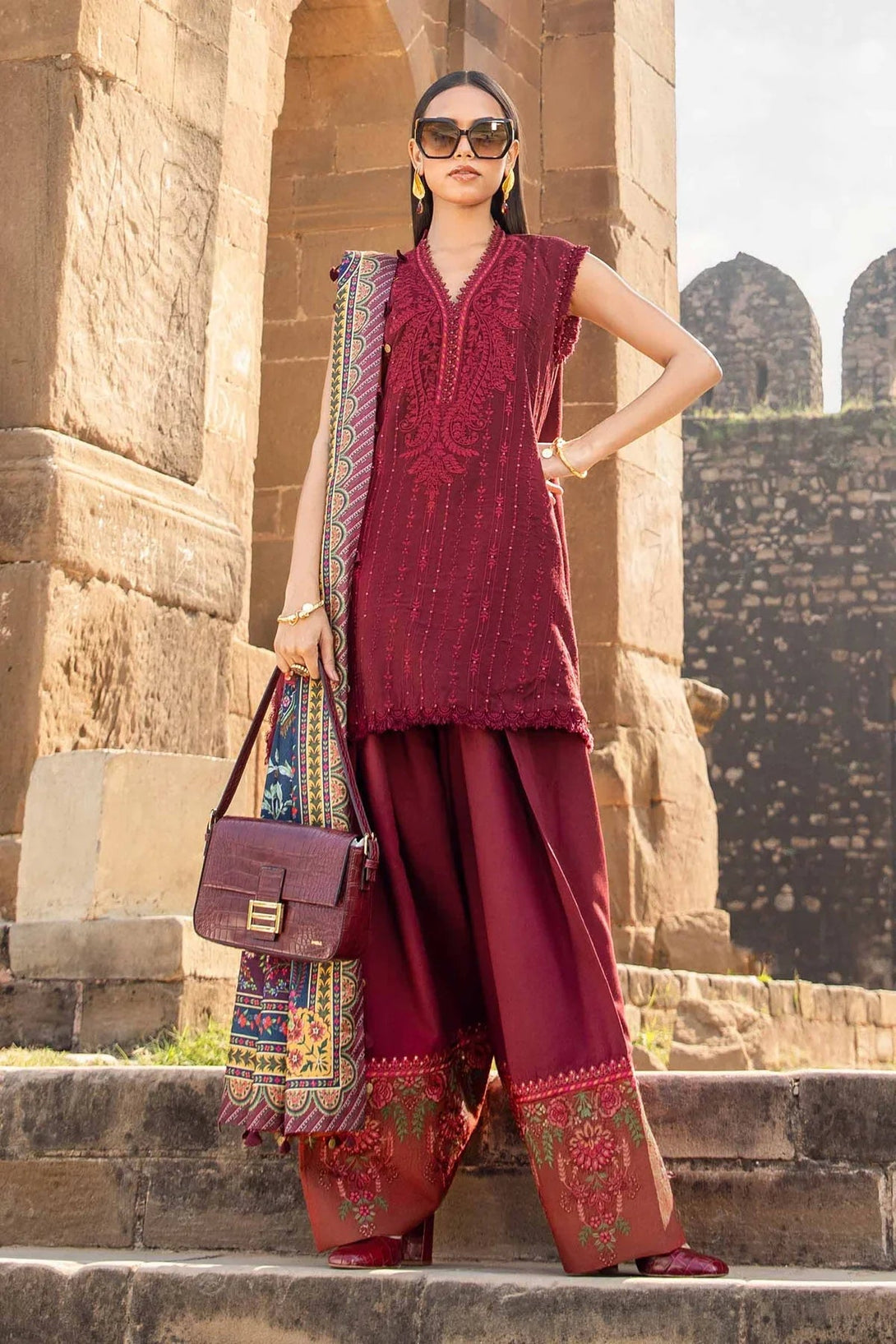 3 Piece Printed Linen Suit | MPT - 2407 - B - NEW NAMAL PRET