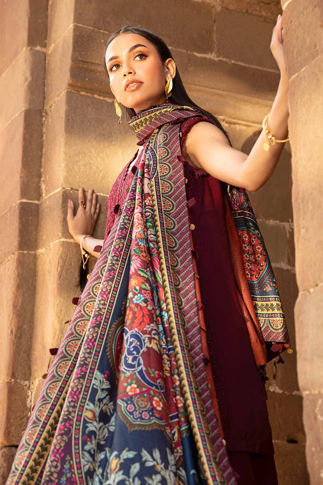 3 Piece Printed Linen Suit | MPT - 2407 - B - NEW NAMAL PRET