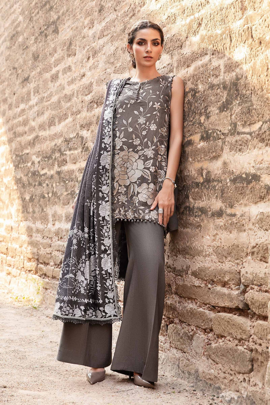 3 Piece Printed Linen Suit | MPT - 2408 - B - NEW NAMAL PRET