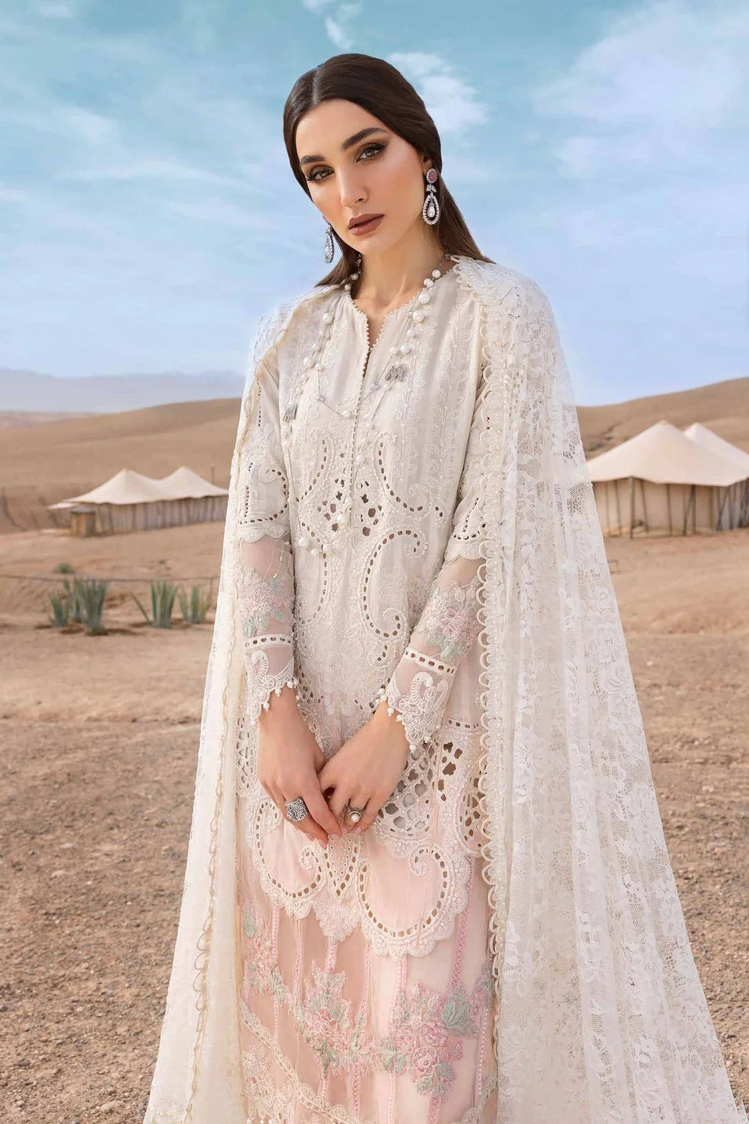 3 Piece stitched Embroidered Dobby Lawn Suit | D - 2515 - A - NEW NAMAL PRET