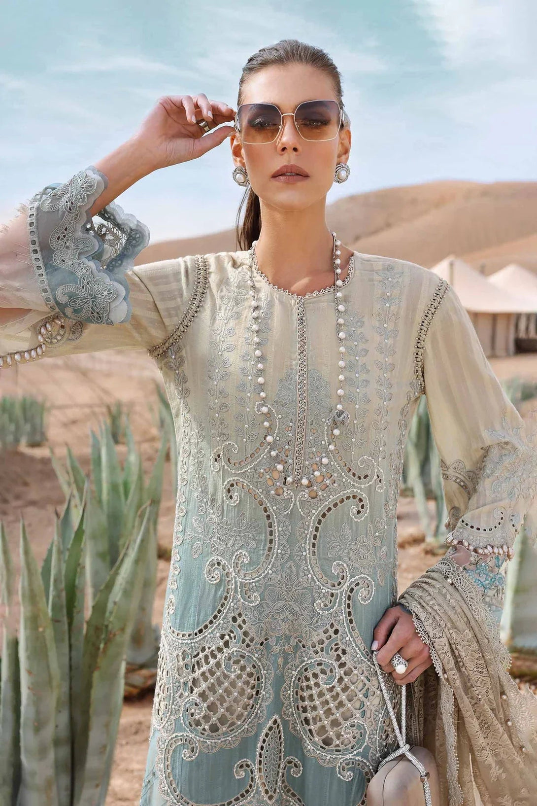 3 Piece stitched Embroidered Dobby Lawn Suit | D - 2515 - B - NEW NAMAL PRET