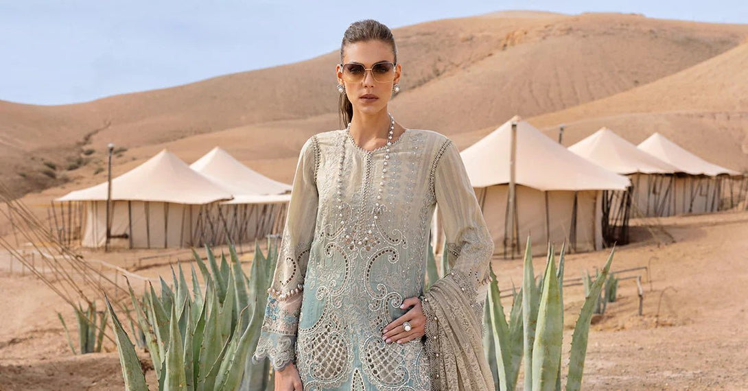 3 Piece stitched Embroidered Dobby Lawn Suit | D - 2515 - B - NEW NAMAL PRET