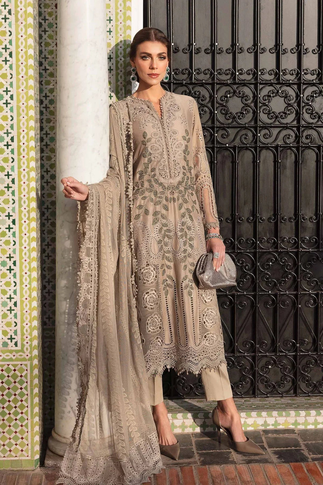 3 Piece stitched Embroidered Lawn Suit | D - 2503 - A - NEW NAMAL PRET