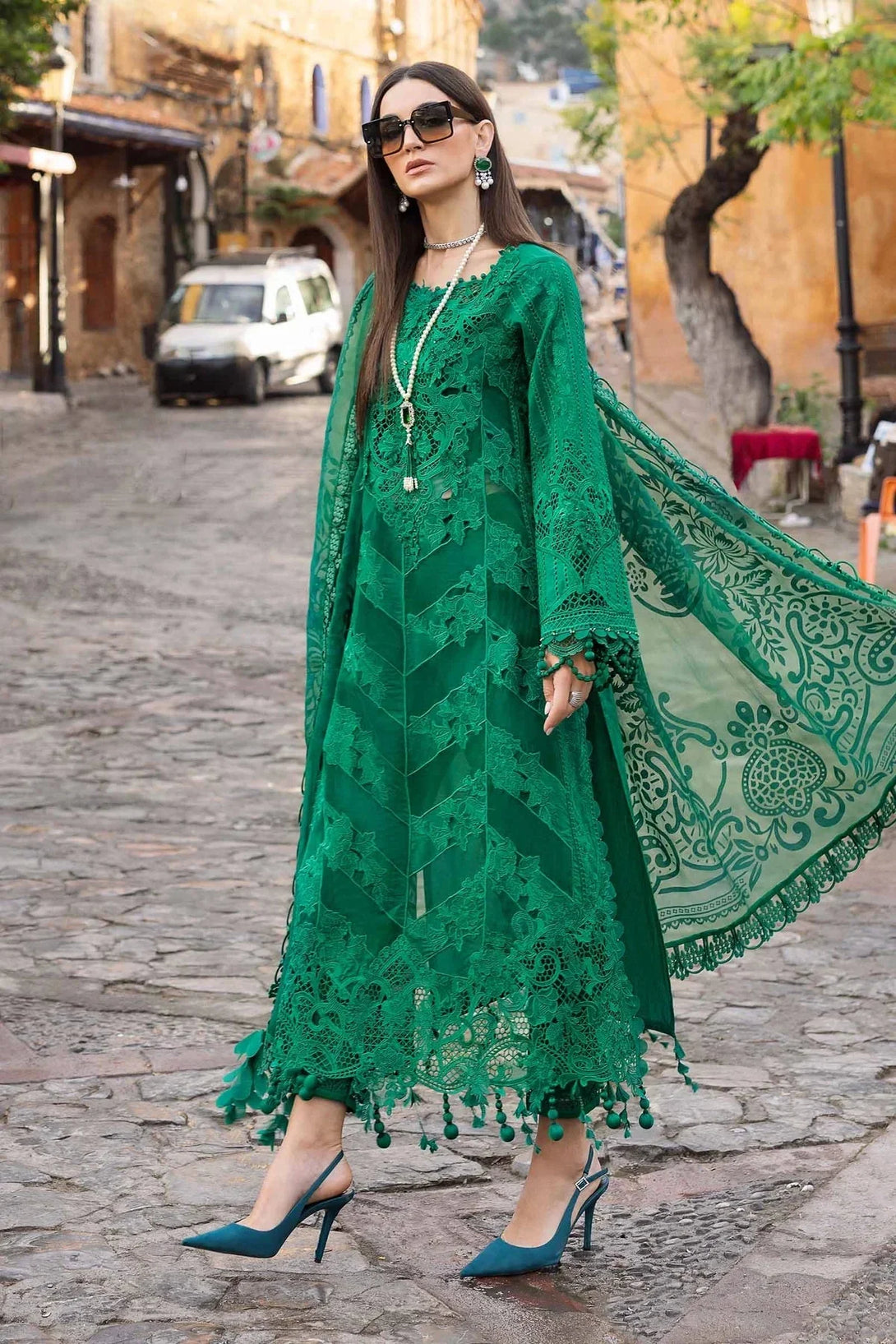 3 Piece stitched Embroidered Lawn Suit | D - 2508 - B - NEW NAMAL PRET