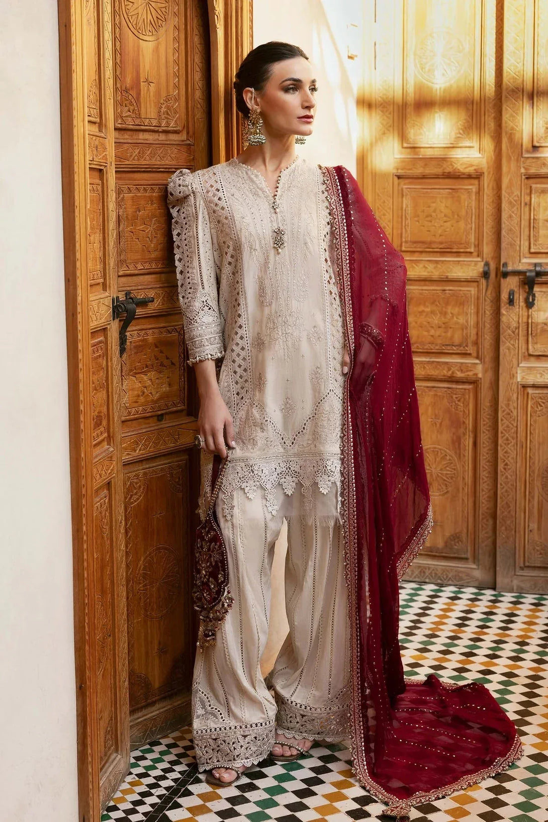 3 Piece stitched Embroidered Lawn Suit | D - 2511 - B - NEW NAMAL PRET