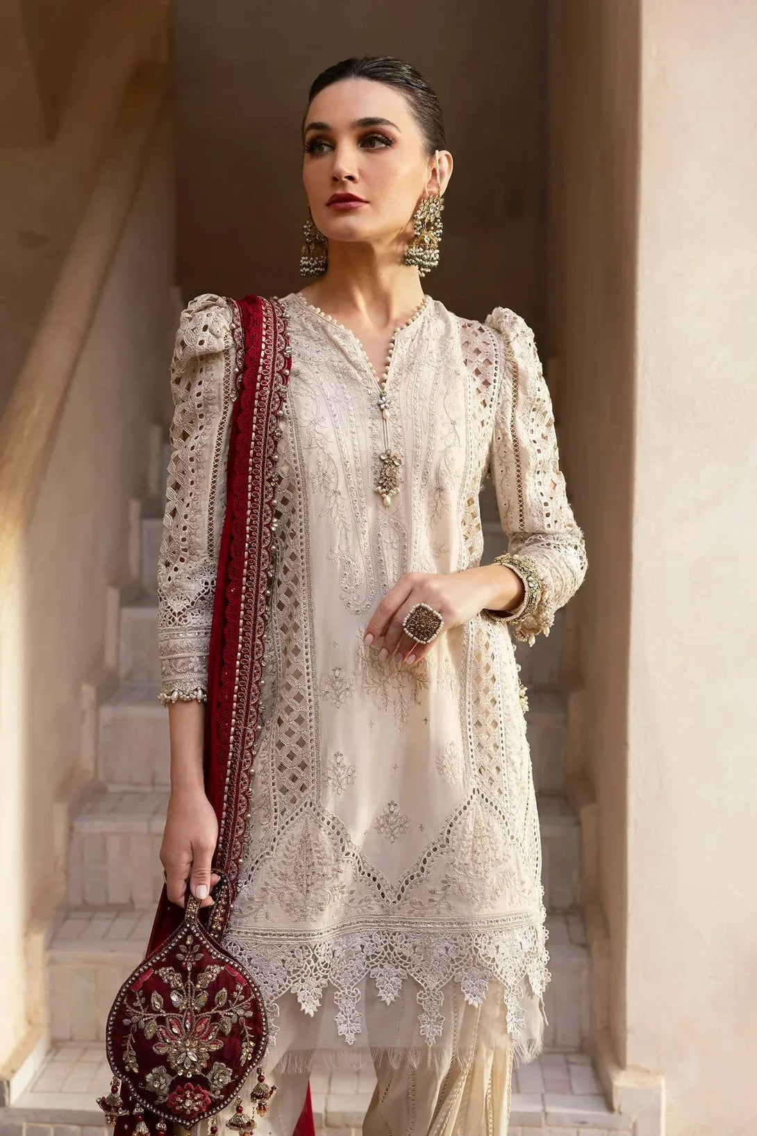 3 Piece stitched Embroidered Lawn Suit | D - 2511 - B - NEW NAMAL PRET