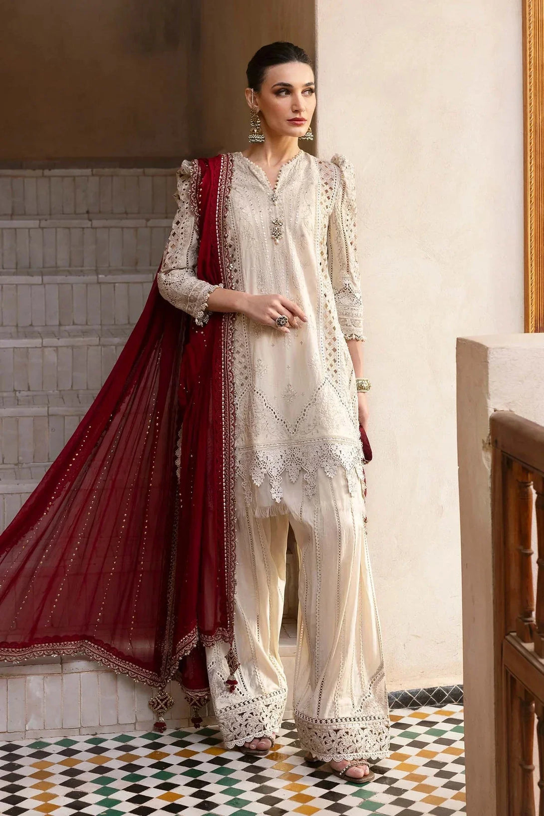 3 Piece stitched Embroidered Lawn Suit | D - 2511 - B - NEW NAMAL PRET