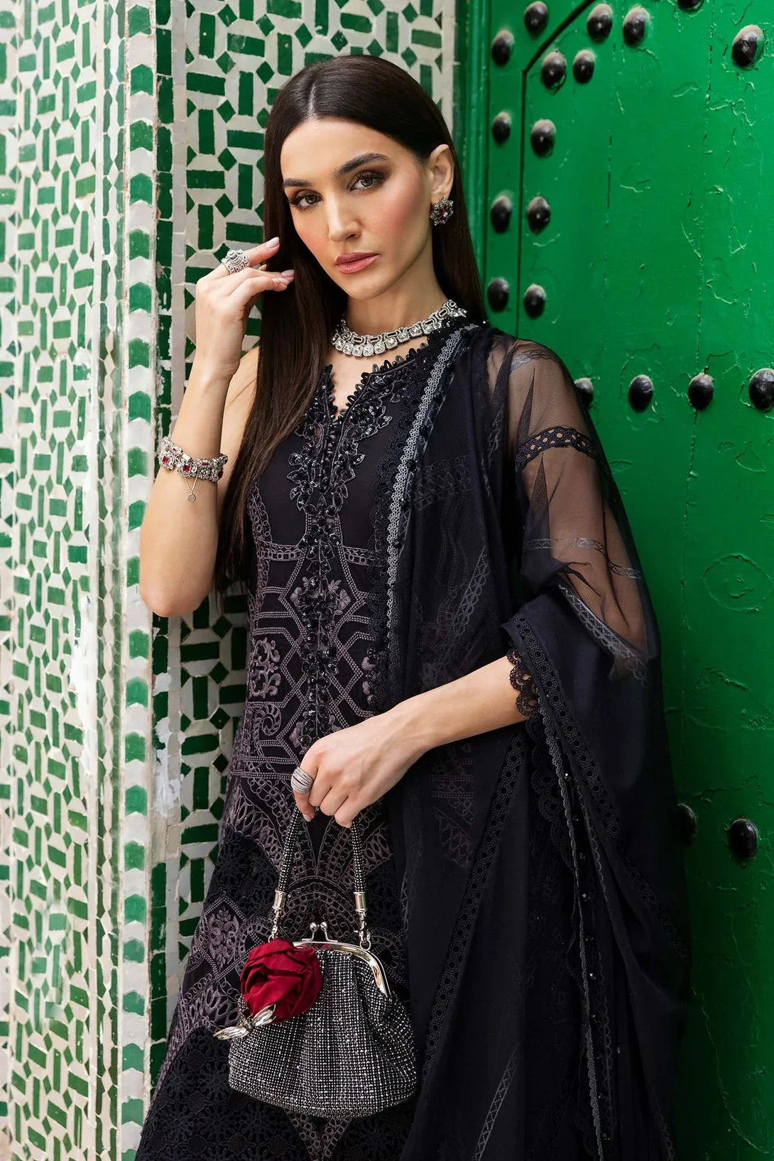 3 Piece stitched Embroidered Lawn Suit | D - 2512 - B - NEW NAMAL PRET