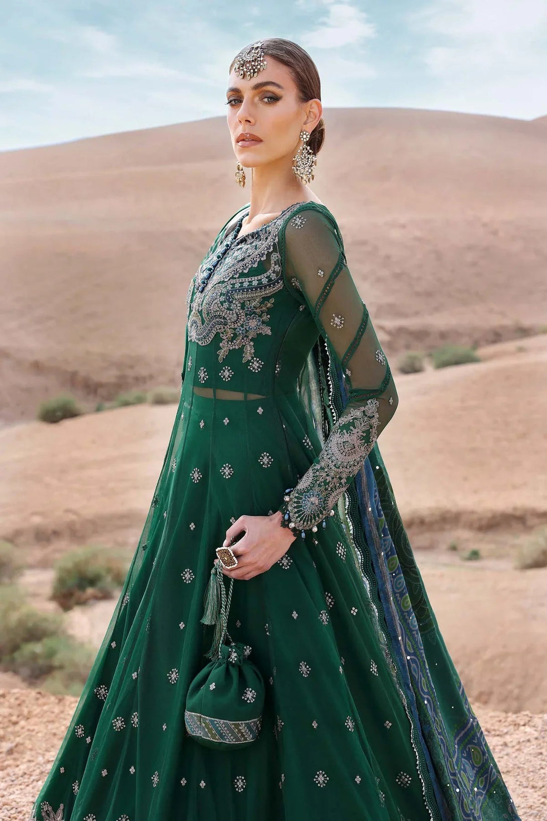 3 Piece stitched Embroidered Net Suit | D - 2507 - A - NEW NAMAL PRET