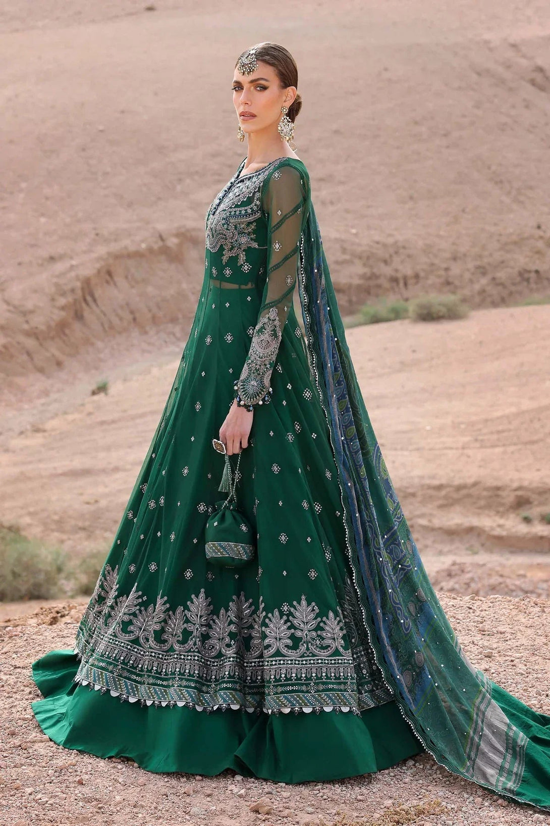 3 Piece stitched Embroidered Net Suit | D - 2507 - A - NEW NAMAL PRET