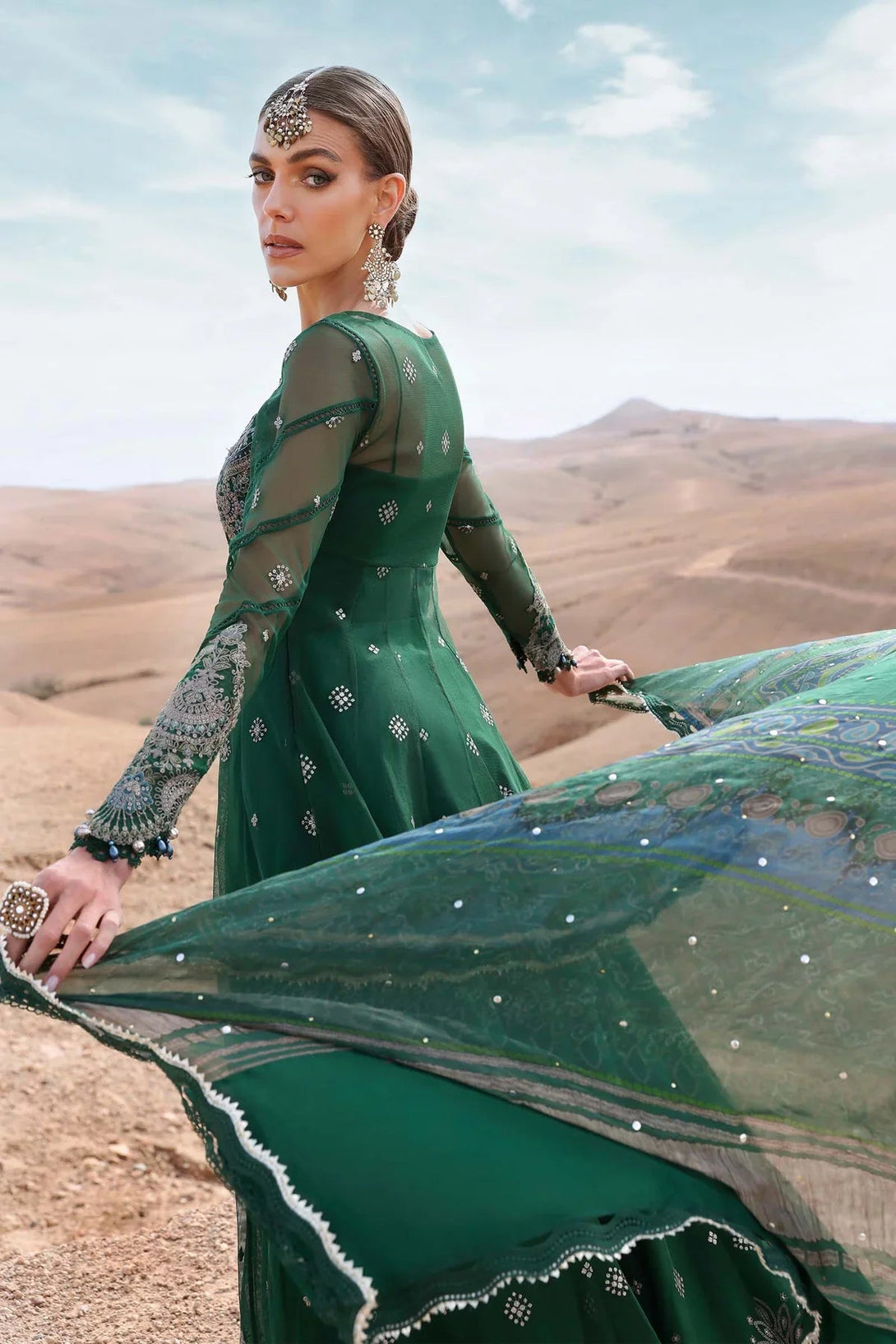 3 Piece stitched Embroidered Net Suit | D - 2507 - A - NEW NAMAL PRET