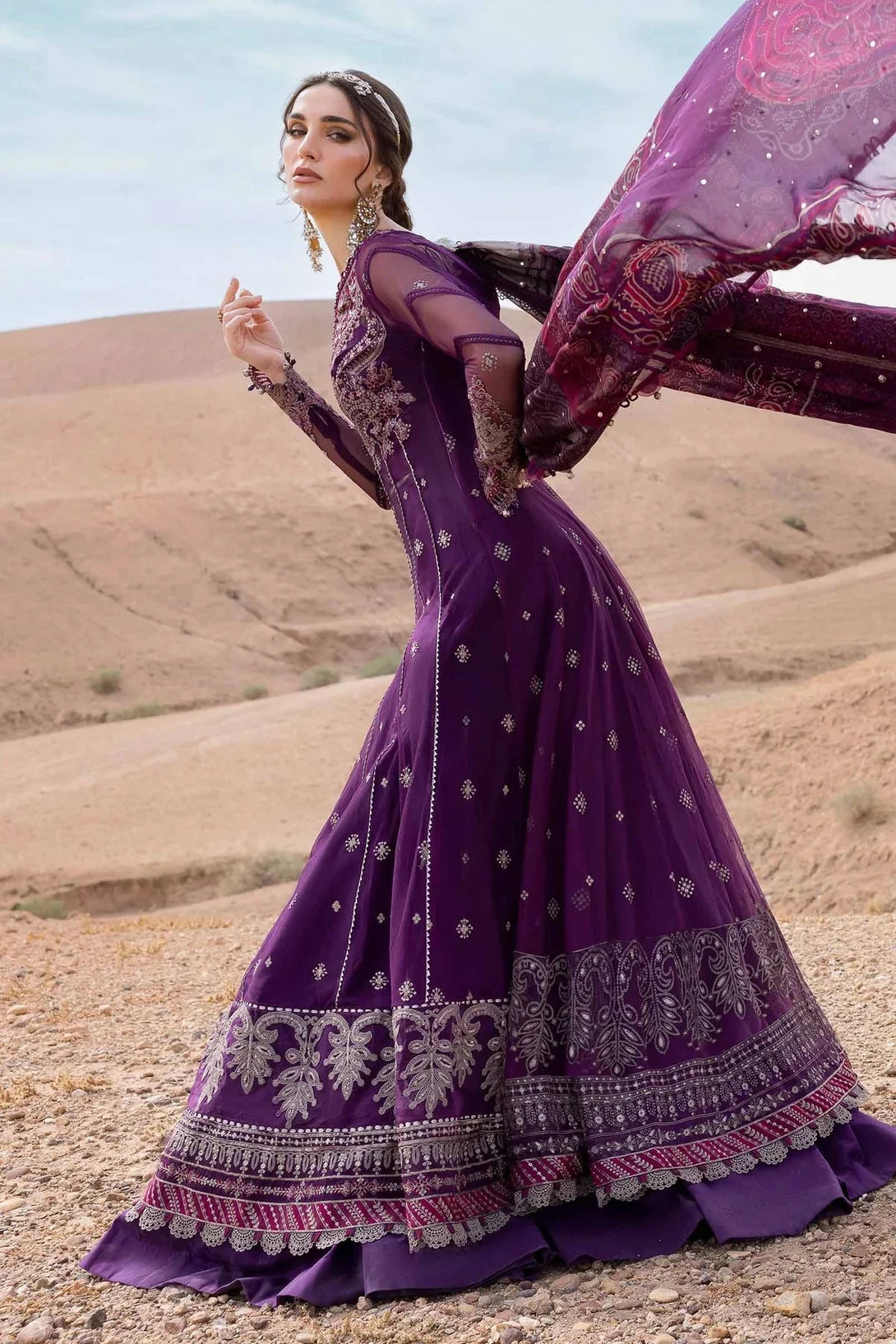 3 Piece stitched Embroidered Net Suit | D - 2507 - B - NEW NAMAL PRET