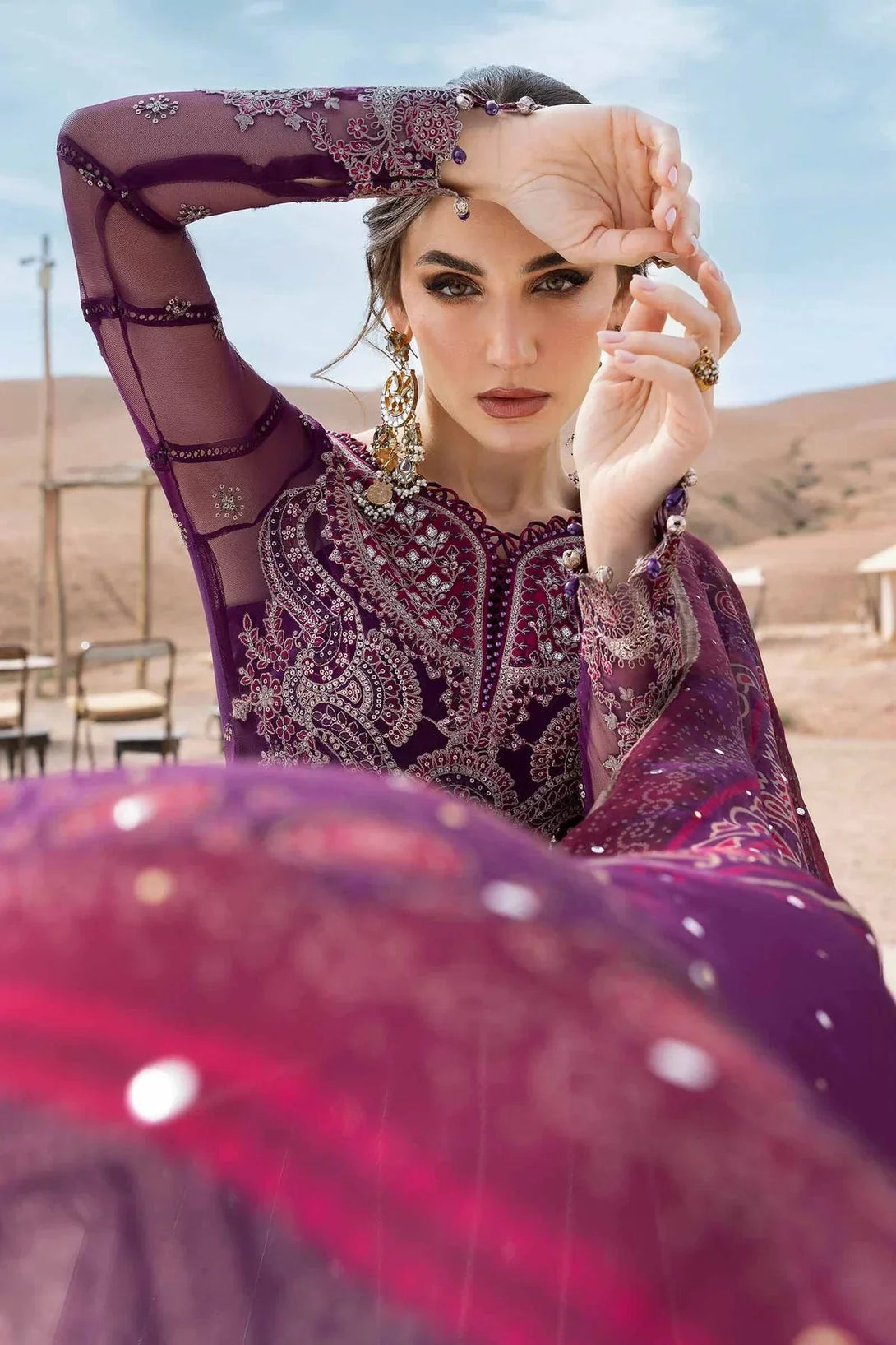 3 Piece stitched Embroidered Net Suit | D - 2507 - B - NEW NAMAL PRET