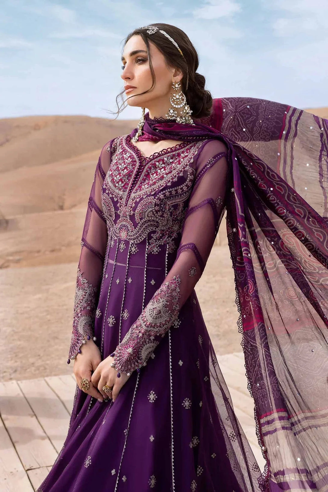 3 Piece stitched Embroidered Net Suit | D - 2507 - B - NEW NAMAL PRET