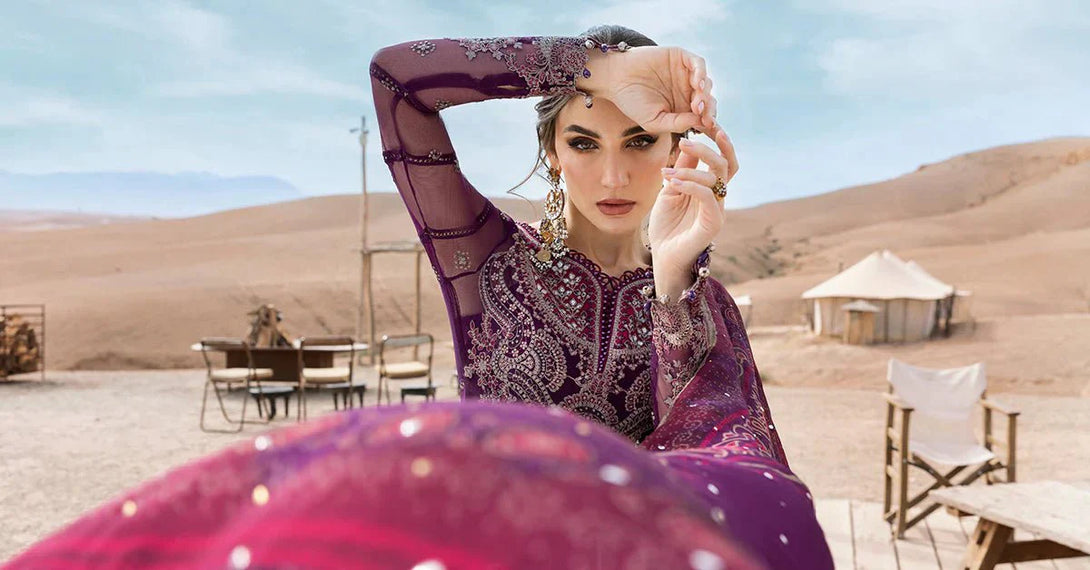 3 Piece stitched Embroidered Net Suit | D - 2507 - B - NEW NAMAL PRET