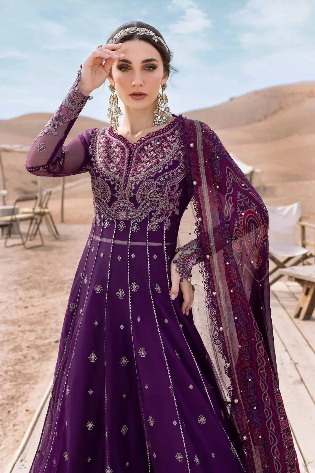3 Piece stitched Embroidered Net Suit | D - 2507 - B - NEW NAMAL PRET