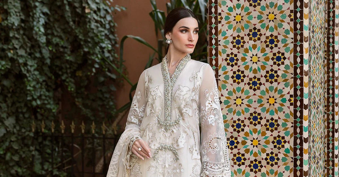 3 Piece stitched Embroidered Organza Suit | D - 2506 - A - NEW NAMAL PRET
