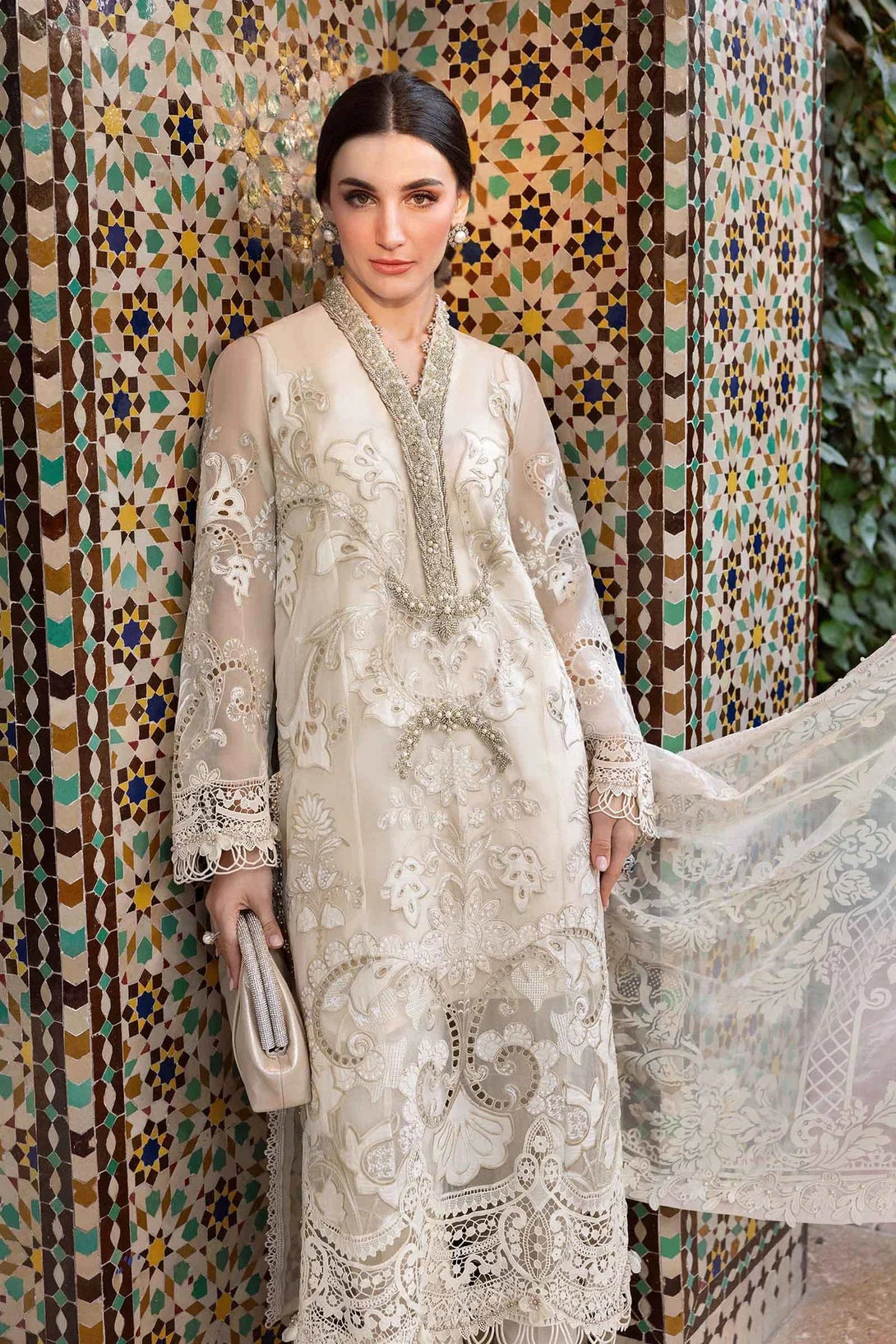 3 Piece stitched Embroidered Organza Suit | D - 2506 - A - NEW NAMAL PRET