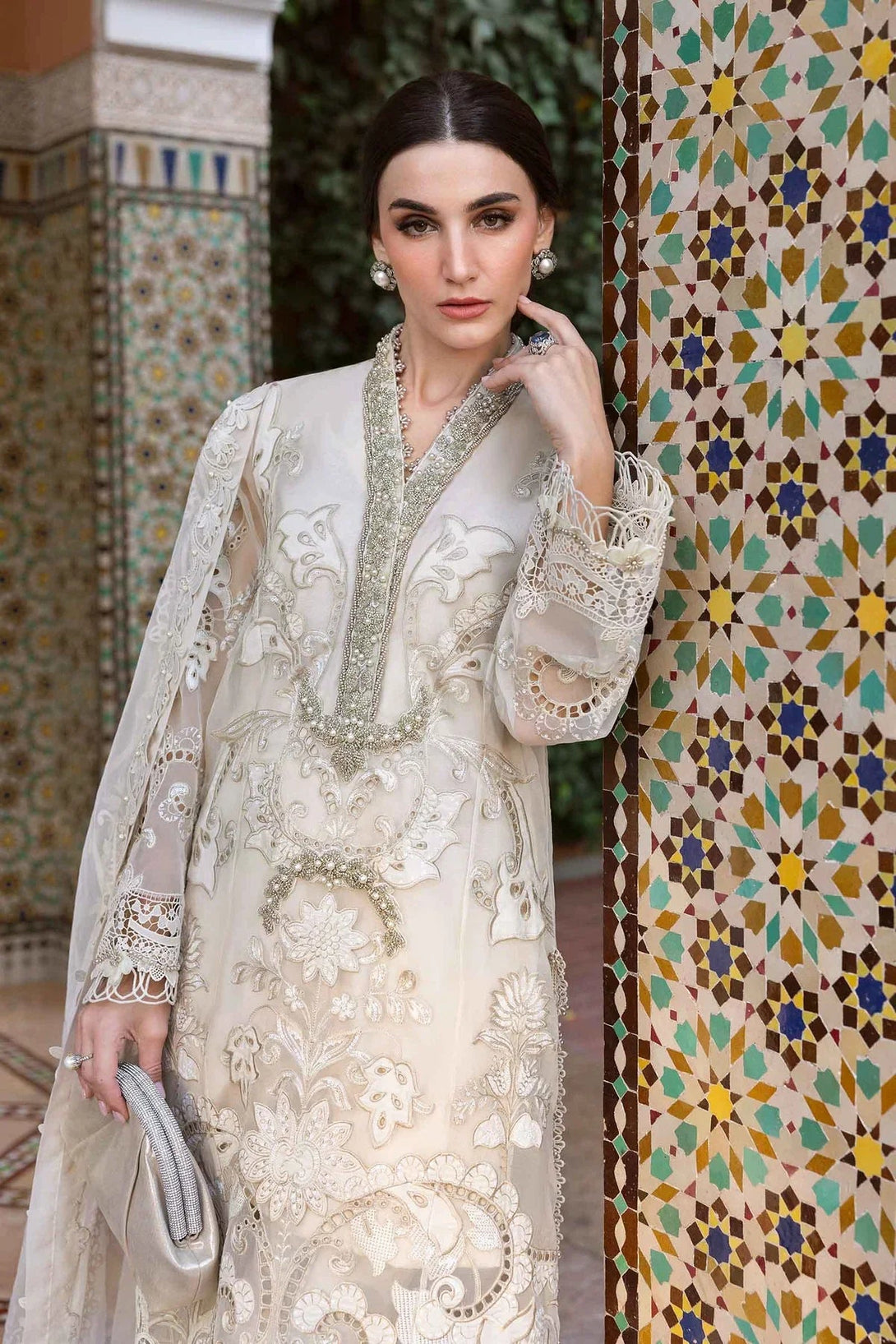 3 Piece stitched Embroidered Organza Suit | D - 2506 - A - NEW NAMAL PRET