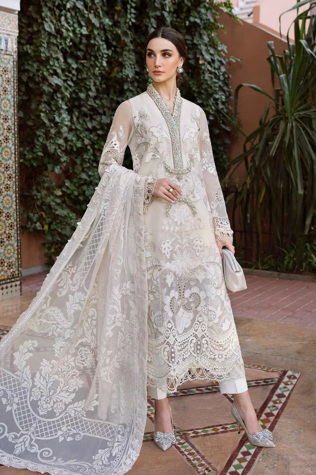 3 Piece stitched Embroidered Organza Suit | D - 2506 - A - NEW NAMAL PRET
