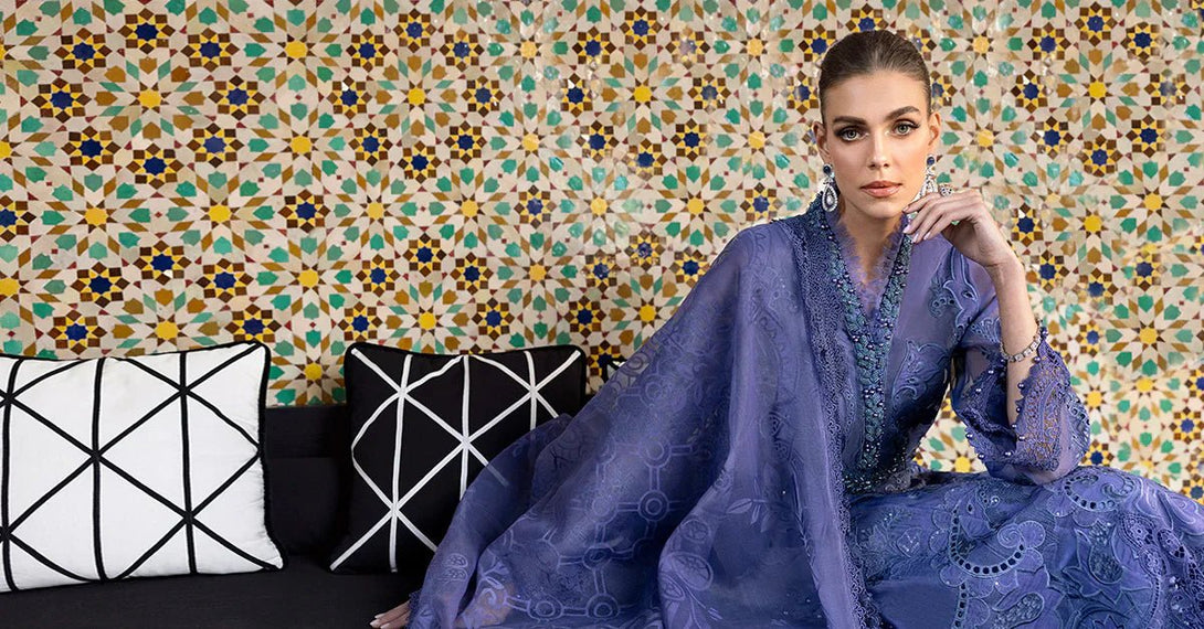 3 Piece stitched Embroidered Organza Suit | D - 2506 - B - NEW NAMAL PRET