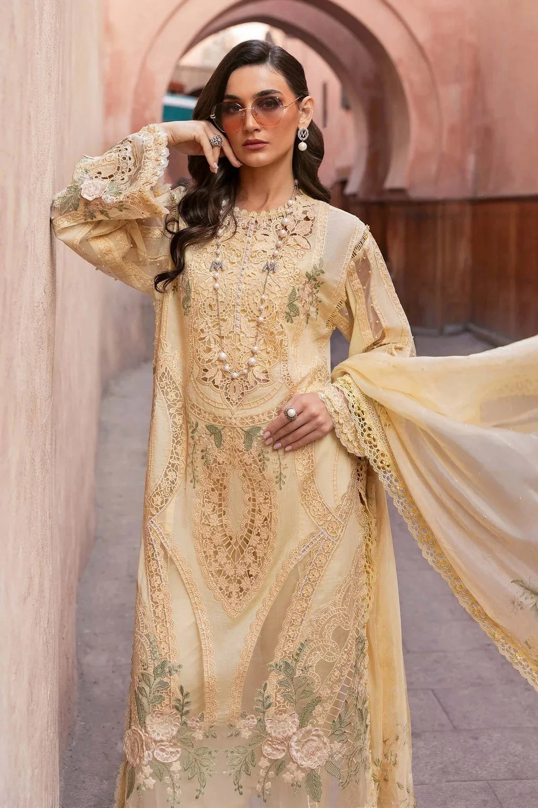 3 Piece stitched Embroidered Organza Suit | D - 2509 - A - NEW NAMAL PRET