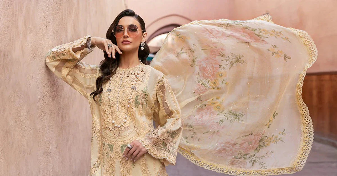 3 Piece stitched Embroidered Organza Suit | D - 2509 - A - NEW NAMAL PRET
