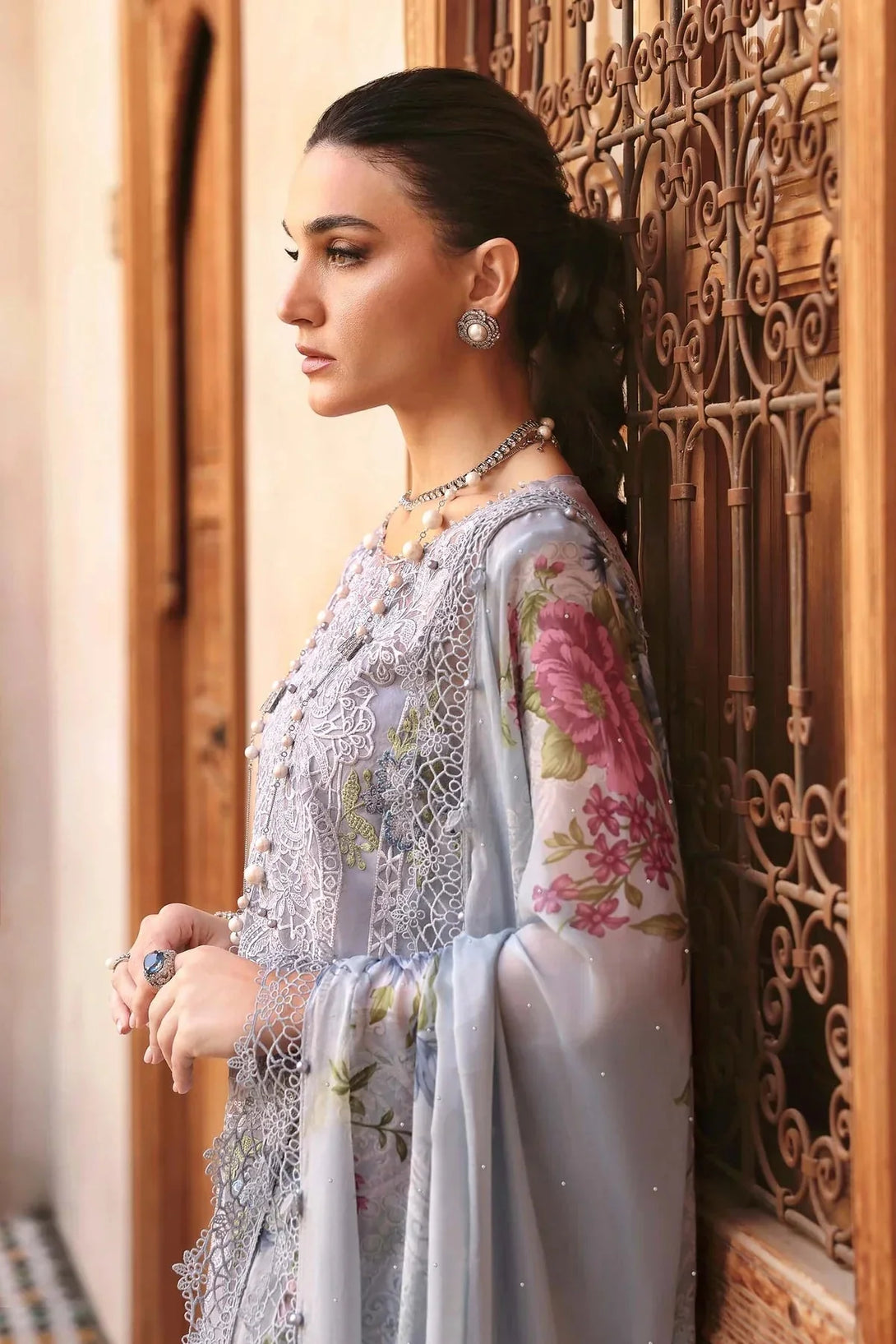 3 Piece stitched Embroidered Organza Suit | D - 2509 - B - NEW NAMAL PRET