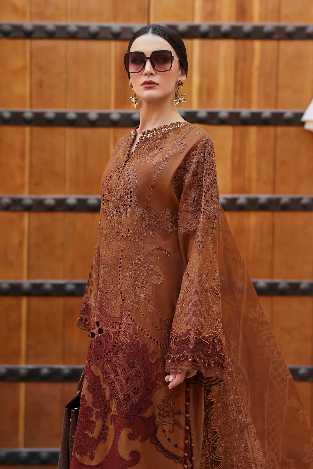 3 Piece stitched Embroidered Paper Cotton Suit | D - 2501 - B - NEW NAMAL PRET