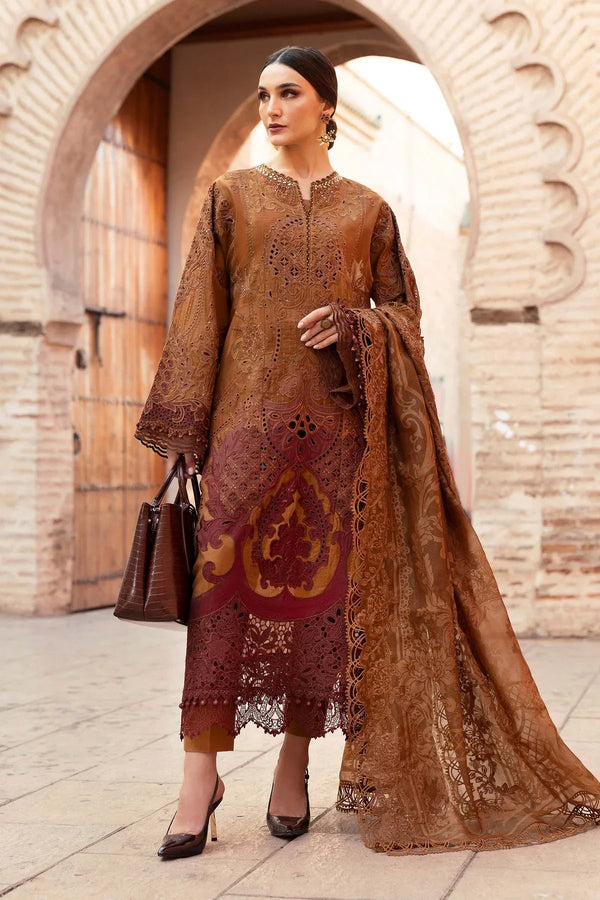 3 Piece stitched Embroidered Paper Cotton Suit | D - 2501 - B - NEW NAMAL PRET