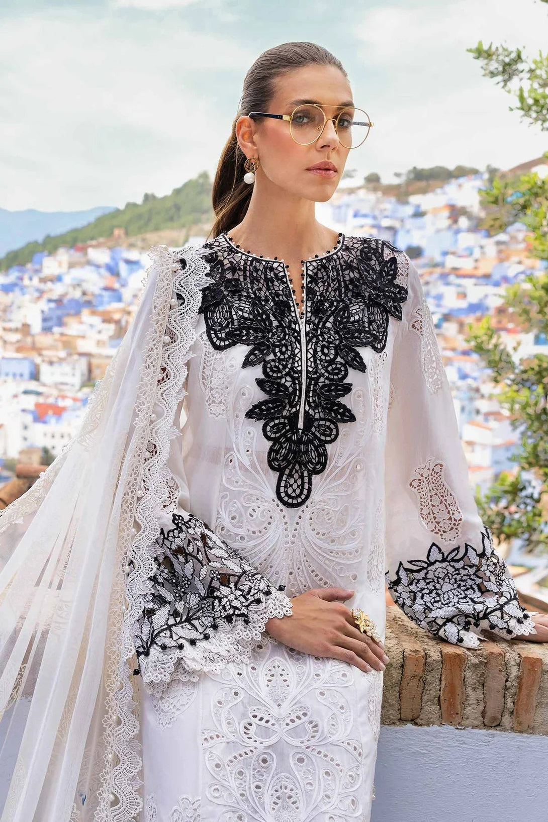 3 Piece stitched Embroidered Paper Cotton Suit | D - 2505 - A - NEW NAMAL PRET