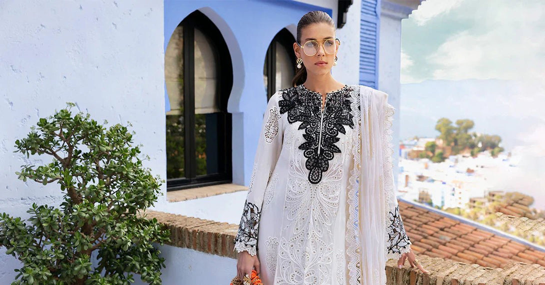 3 Piece stitched Embroidered Paper Cotton Suit | D - 2505 - A - NEW NAMAL PRET
