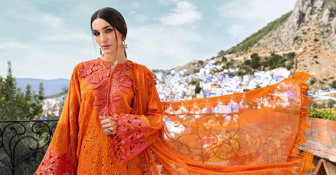 3 Piece stitched Embroidered Paper Cotton Suit | D - 2505 - B - NEW NAMAL PRET