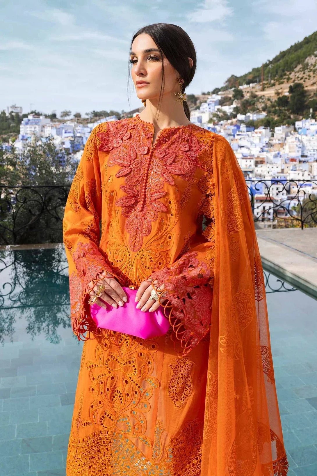 3 Piece stitched Embroidered Paper Cotton Suit | D - 2505 - B - NEW NAMAL PRET